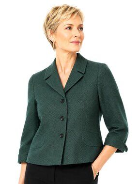 LaVia Teal Green Diamond Pattern Short Jacket